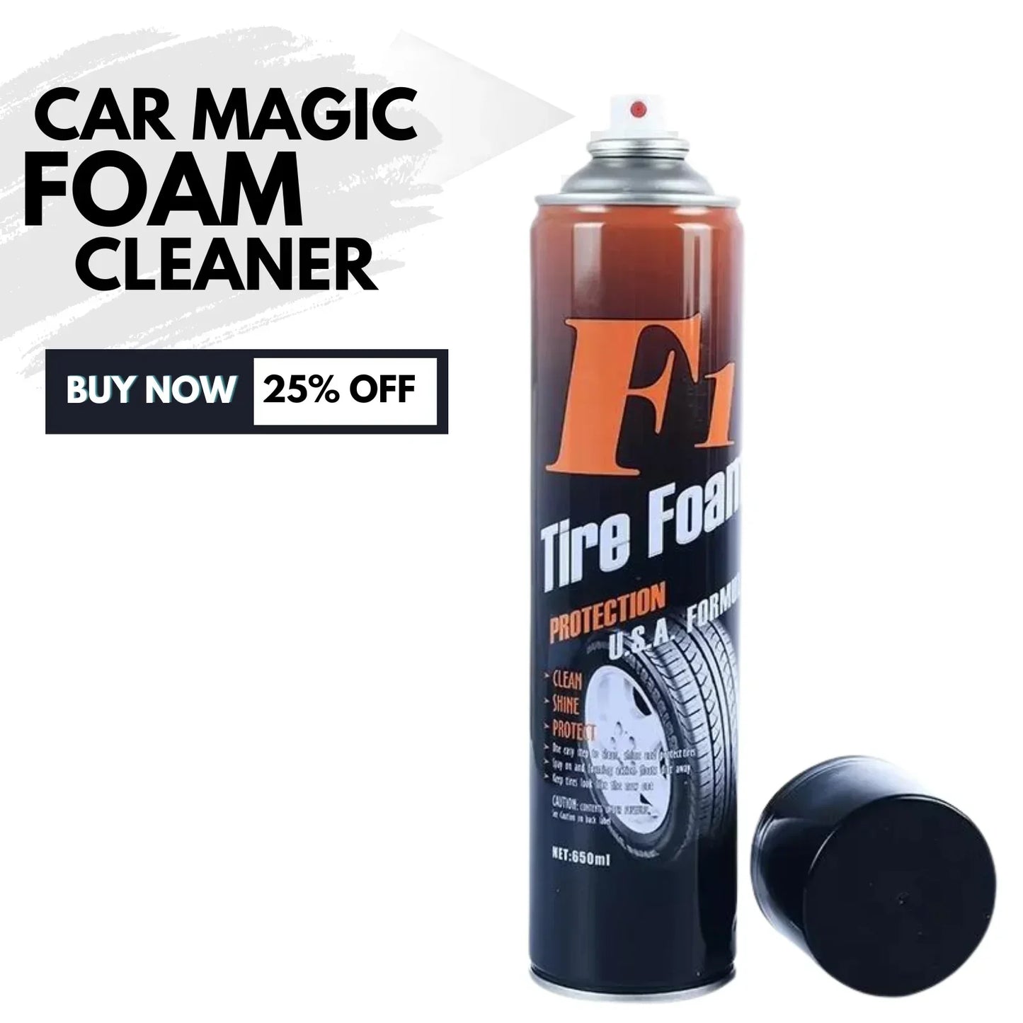 Car Magic Foam Cleaner F1 Tire Foam spray can with cap, 25% off, Good Stuff Online Store