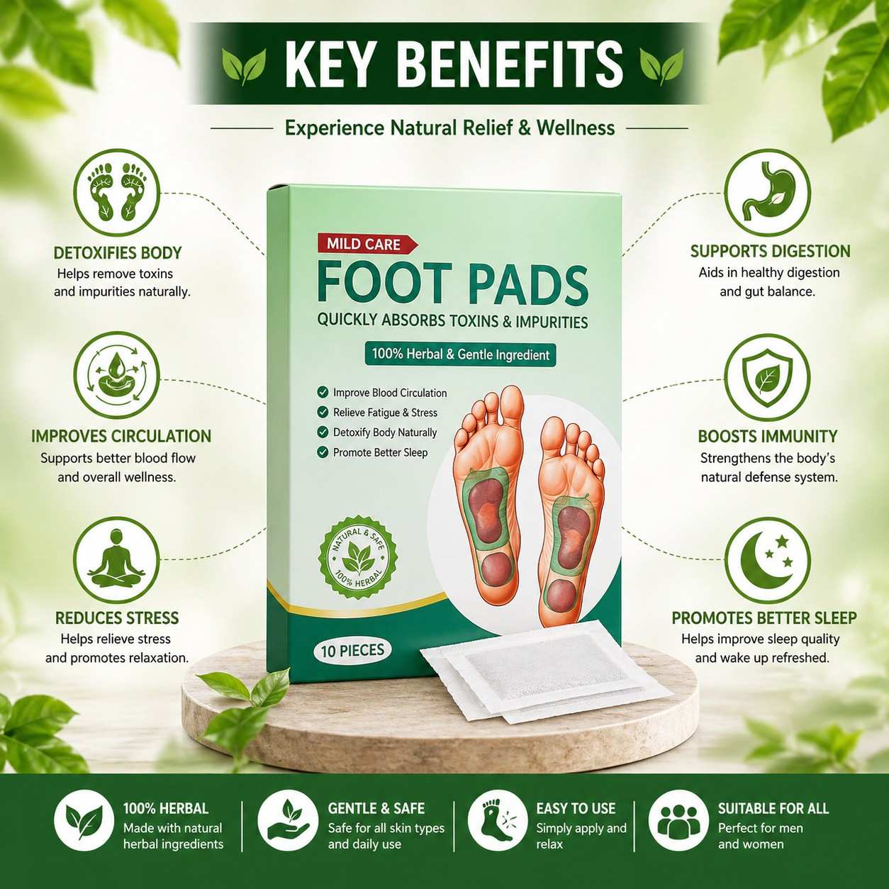 Premium Detox Foot Patches/ Pads (Total Pack of 20) 𝘽𝙪𝙮 1 𝙂𝙚𝙩 1 𝙁𝙧𝙚𝙚 𝙊𝙛𝙛𝙚𝙧