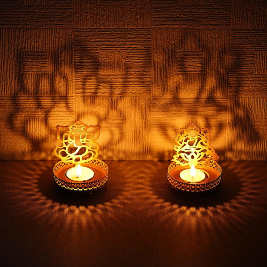 Lord Ganesha and Laxmi Shadow Tea Light Holder - Good Stuff Online Store