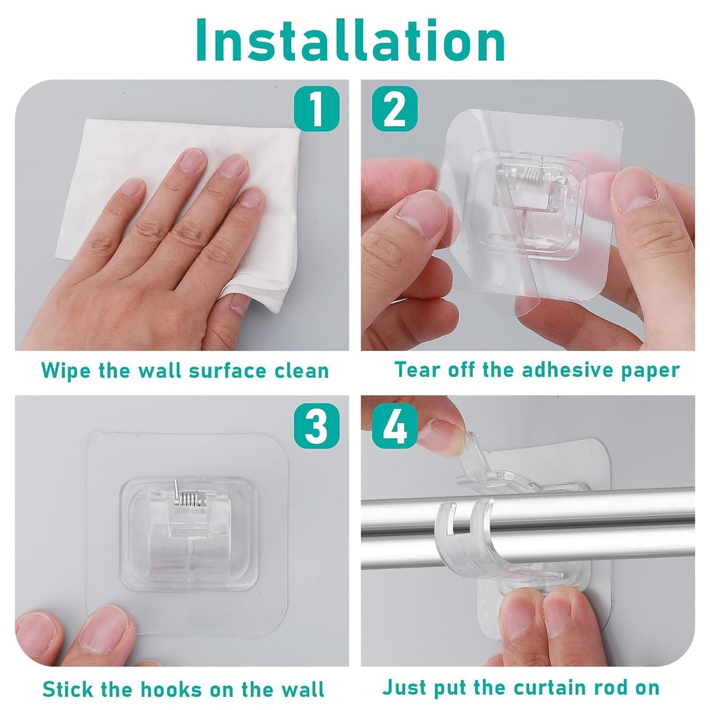 Self Adhesive Curtain Rod Holder Clips |🔥FLAT 50% SAVINGS🔥 - Good Stuff Online Store